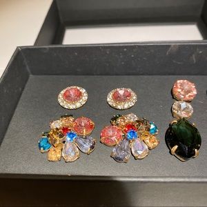J Crew Set of 3 Crystal Earrings